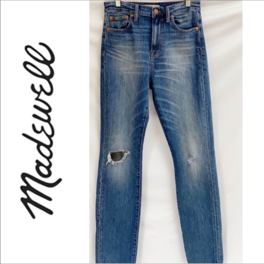 MADEWELL Perfect Fall High Rise Jeans Distressed Blue Size 27